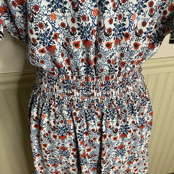 Max Studio Floral Ruffle Sleeve Midi Dress - Blue and orange size Medium - Picture 9 of 15